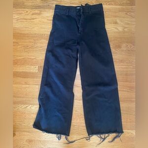 Zara Black Wide-Leg Frayed Hem pants